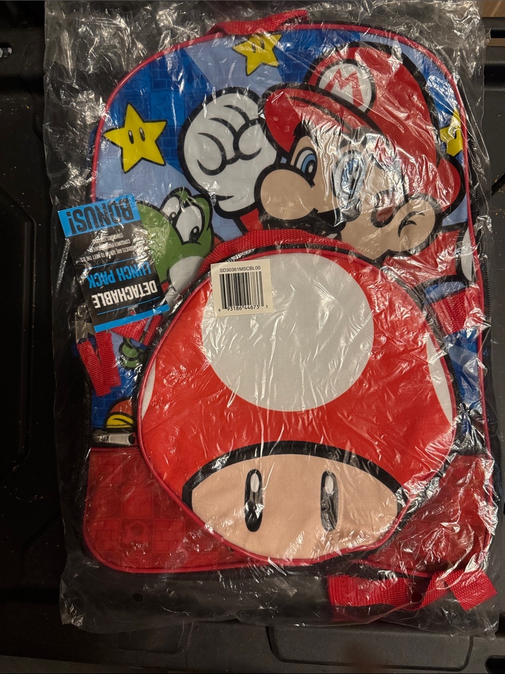 Super Mario Backpack Red Blue with Mario & Mushroom